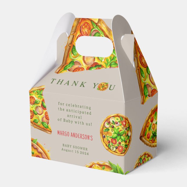 Oh Baby Pizza Tomatis Olivia Grönt Baby Shower Presentaskar (Framsidan Sidan)