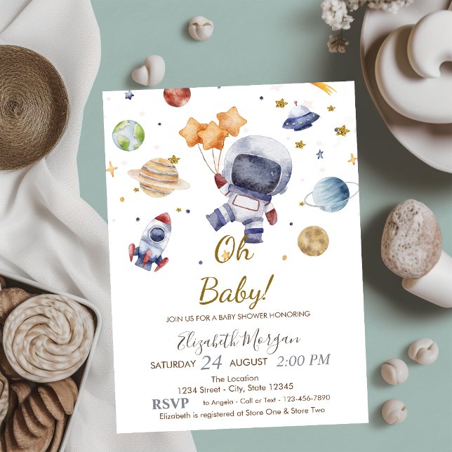 Oh Baby Planet Astronaut Baby Shower Inbjudningar (Skapare uppladdad)