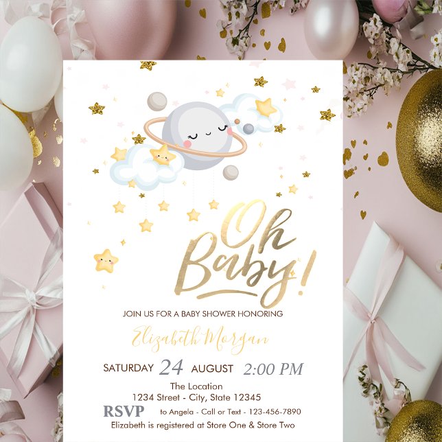 Oh Baby Planet Clouds Stars Baby Shower Inbjudningar (Skapare uppladdad)