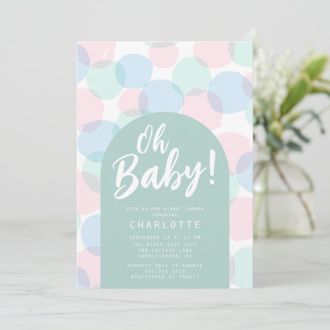 Oh Baby Polka dots Baby Shower-inbjudan Inbjudningar (Stående Fram)
