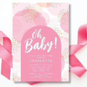 Oh Baby Polka dots Baby Shower-inbjudan Inbjudningar
