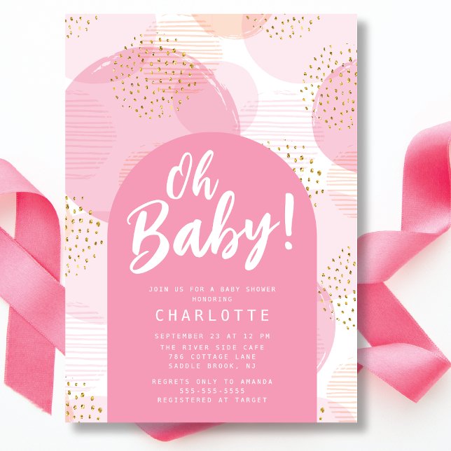 Oh Baby Polka dots Baby Shower-inbjudan Inbjudningar (Skapare uppladdad)