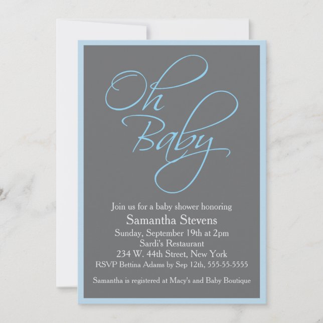 Oh Baby Posh Baby Shower for Boy Inbjudningar (Framsida)