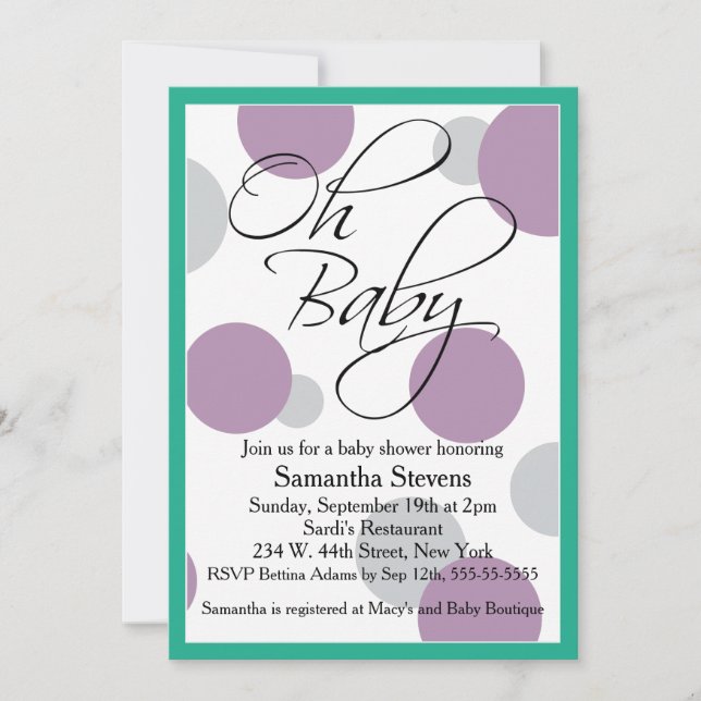 Oh Baby Posh Gender Neutral Baby Shower Inbjudningar (Framsida)