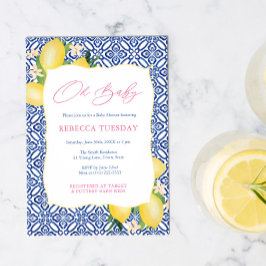 Oh Baby Positano Lemons Rosa Girl Baby Shower Inbjudningar