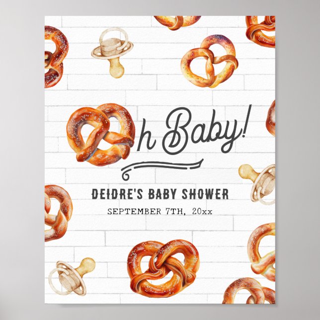Oh Baby Pretzels & Nappar Baby Shower Welcome Poster (Framsidan)
