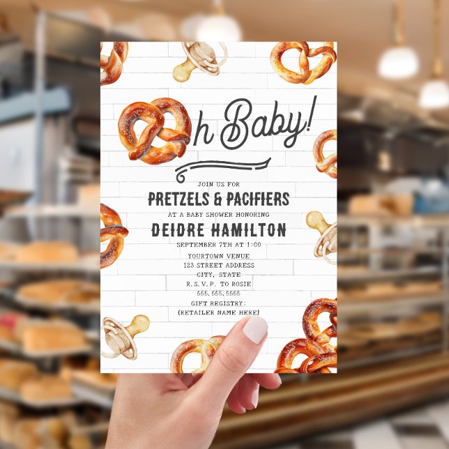 Oh Baby Pretzels & Nappar Neutralt Baby Shower Inbjudningar (Skapare uppladdad)