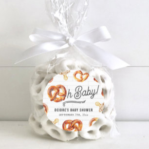 Oh Baby Pretzels & Nappar Neutralt Baby Shower Runt Klistermärke