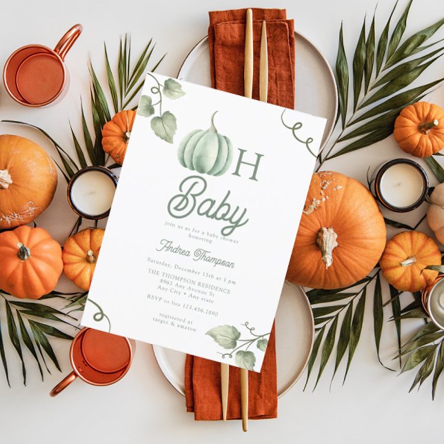 Oh Baby | Pumpkin Baby Shower-inbjudan Inbjudningar (Skapare uppladdad)