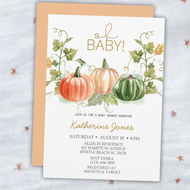 Oh Baby Pumpkin Baby Shower-inbjudan Inbjudningar (Skapare uppladdad)