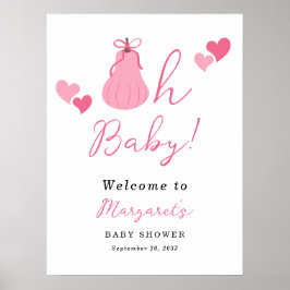 Oh Baby Pumpkin Bow Girl Baby Shower Välkommen Poster