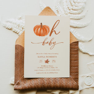 Oh Baby Pumpkin Modern Fall Baby Shower Inbjudningar