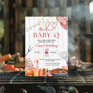 Oh Baby-Q Baby Shower Girl Rustic BBQ Inbjudningar
