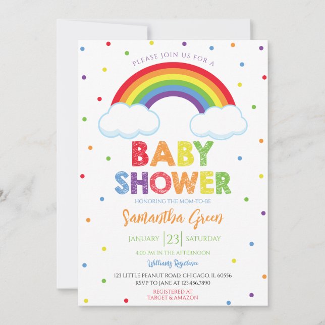 Oh Baby Rainbow Baby Shower Inbjudningar (Framsida)