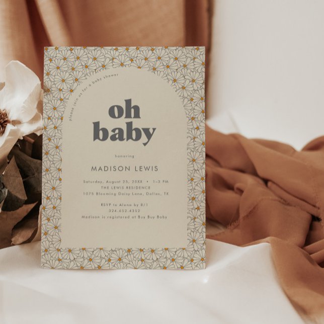 Oh Baby Retro Boho Daisy Baby Shower-inbjudan Inbjudningar (Skapare uppladdad)