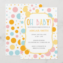 Oh Baby Roligt Polka dots Baby Shower Inbjudan