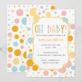 Oh Baby Roligt Polka dots Baby Shower Inbjudan
