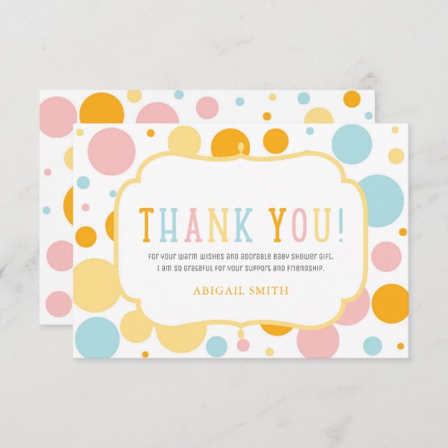 Oh Baby Roligt Polka dots Baby Shower Tack Inbjudningar (Fram/baksida)