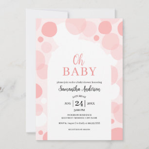 Oh Baby rosa arch Polka dots Girl Baby Shower Inbjudningar