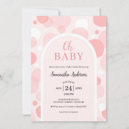 Oh Baby rosa arch Polka dots Girl Baby Shower Inbjudningar