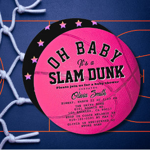 Oh Baby Rosa Basketflicka Baby Shower Cirkel Inbjudningar