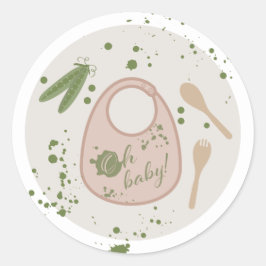 Oh Baby Rosa Bib Spoon Fork Peas Baby Shower Runt Klistermärke