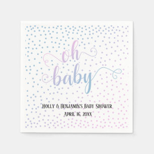 "Oh Baby!" Rosa Blå Konfetti, Namn & Datum Pappersservett