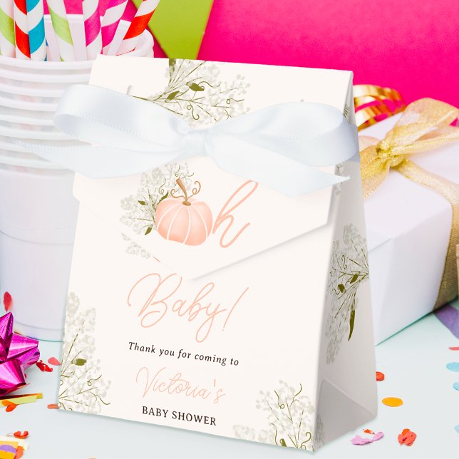 Oh Baby rosa blommigt  chic babydusch Presentaskar (Oh Baby pink pumpkin floral chic baby shower Favor Box)