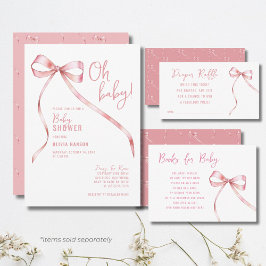 Oh Baby Rosa Bow Girl Baby Shower Inbjudningar