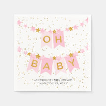 Oh Baby Rosa Bunting Flaggor Baby Shower