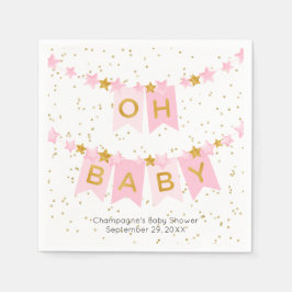 Oh Baby Rosa Bunting Flaggor Baby Shower Pappersservett