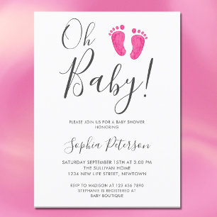 Oh Baby Rosa Feet Baby Shower Inbjudan Vykort