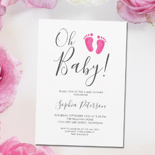Oh Baby Rosa Feet Baby Shower Inbjudningar