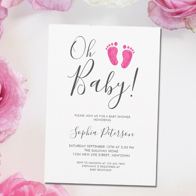 Oh Baby Rosa Feet Baby Shower Inbjudningar (Skapare uppladdad)
