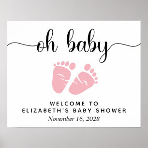 Oh Baby Rosa Feet Baby Shower Välkomstskylt Poster