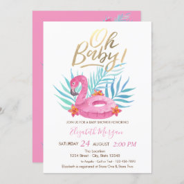 Oh Baby Rosa Flamingo Handflatan Löv Baby Shower Inbjudningar