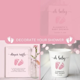 Oh Baby Rosa Fötter Baby Shower Välkomstskylt Poster