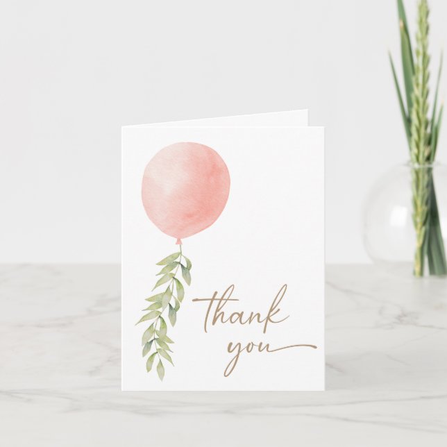 Oh Baby Rosa Girl Girl  Girl Balloon Eucalyptus Ta Inbjudan (Framsida)
