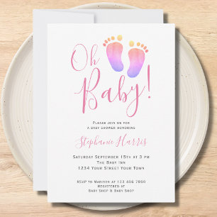 Oh Baby Rosa Girl Girl Girl Girl's Baby Shower Inbjudningar