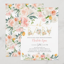 Oh Baby  Rosa Guld Blommigt Baby Shower