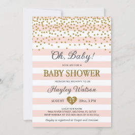Oh Baby Rosa Guld Confettti Flicka Shower Inbjudningar
