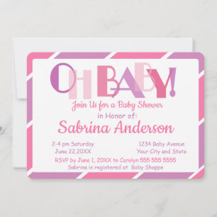 Oh Baby Rosa Modern Whimsical Baby Shower Inbjudningar