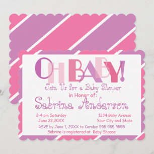 Oh Baby Rosa Modern Whimsical Baby Shower Inbjudningar