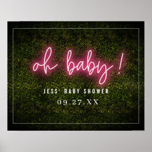 Oh Baby Rosa Neon Boxwood Baby Shower Poster
