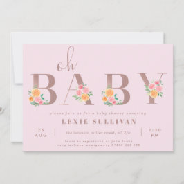 Oh Baby Rosa & Orange Ro Baby Shower Inbjudningar