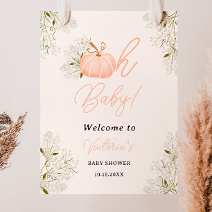 Oh Baby rosa pumkin blommigt Girl Baby dusch Poster