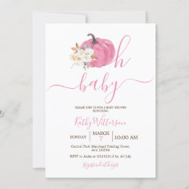 Oh Baby  Rosa Pumpkin Blommigt Baby Shower Inbjudningar