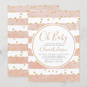 Oh Baby Rosa Rand Glitter Baby Shower Inbjudningar