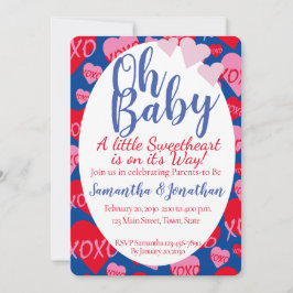 Oh Baby Rosa Red Sweethearts Baby Shower Blue Inbjudningar