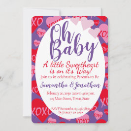 Oh Baby Rosa Red Sweethearts Baby Shower Lila Inbjudningar